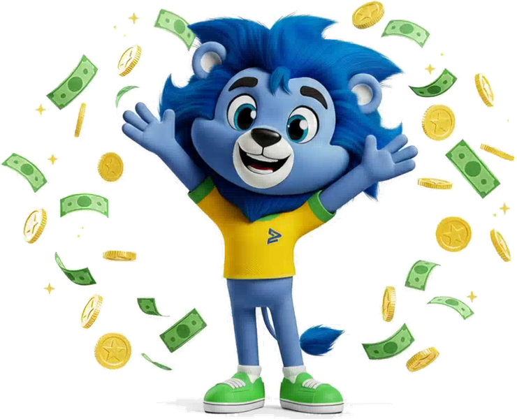 Velo, mascote oficial do Velotax, em pose afirmativa