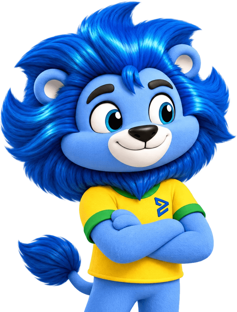 Mascote do Velotax de braços cruzados
